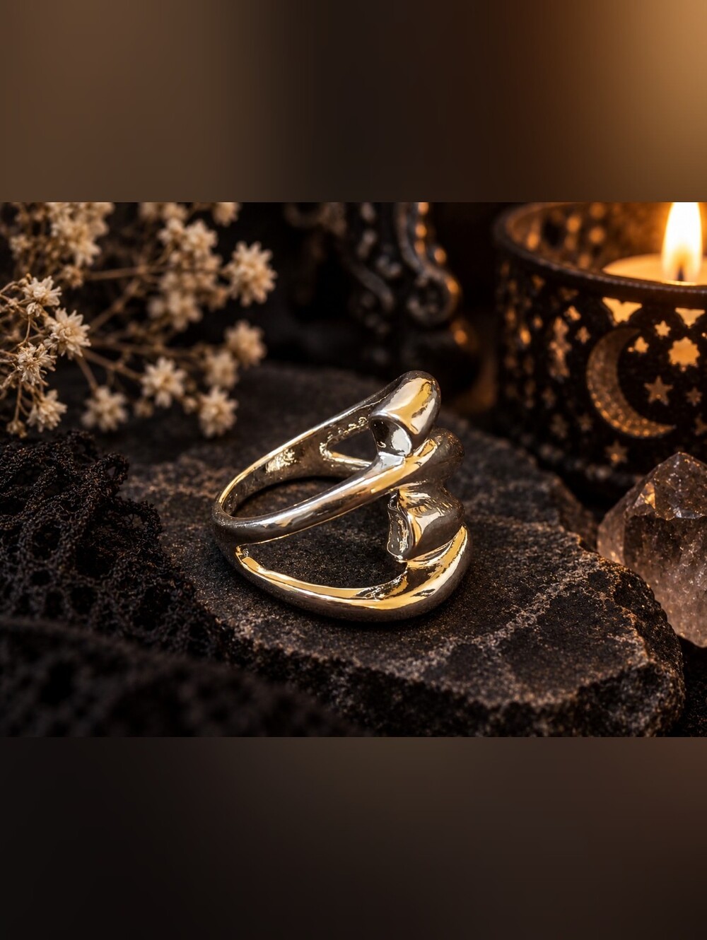 Chunky Silver Statement Ring Size 9